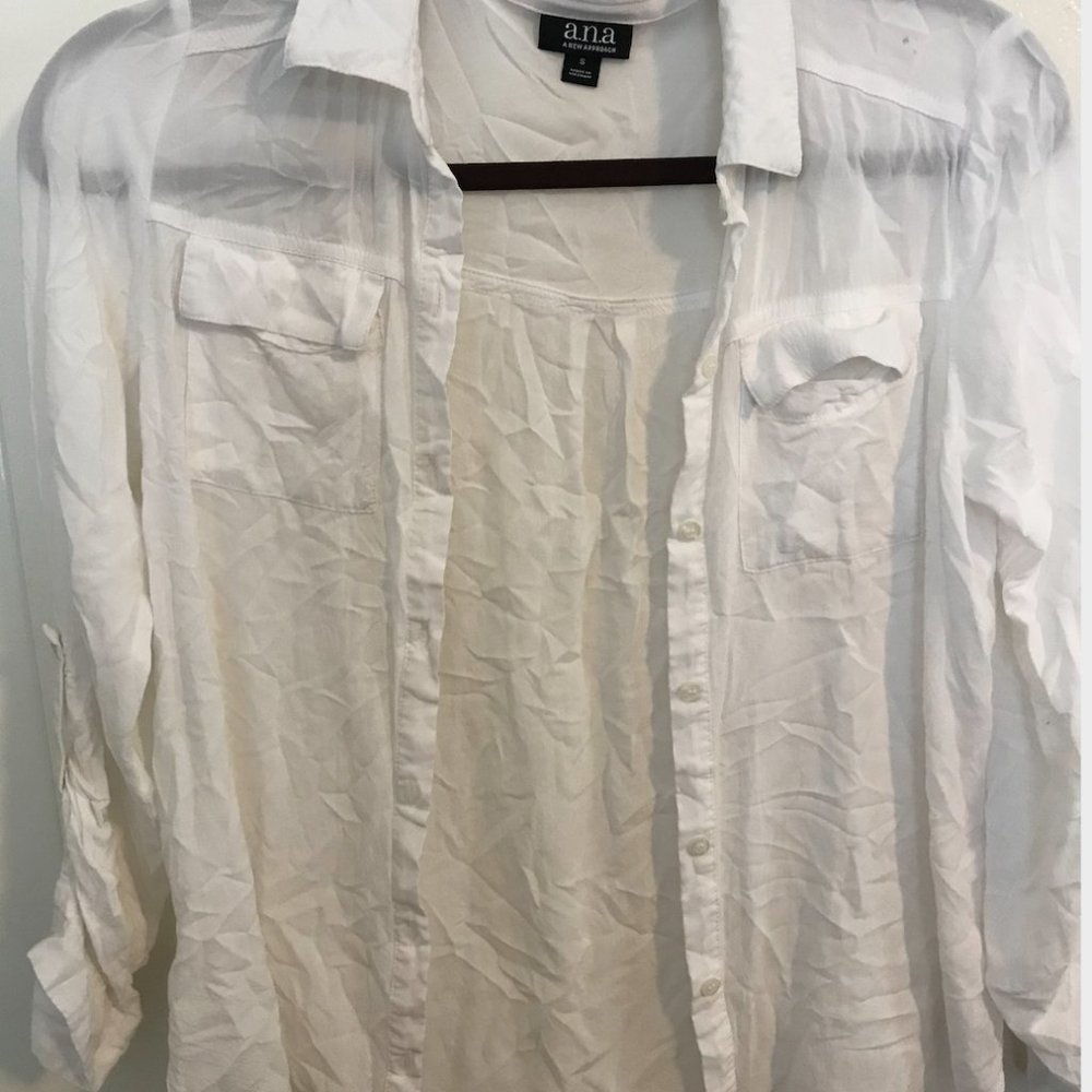 White Button Up with Curved Hem